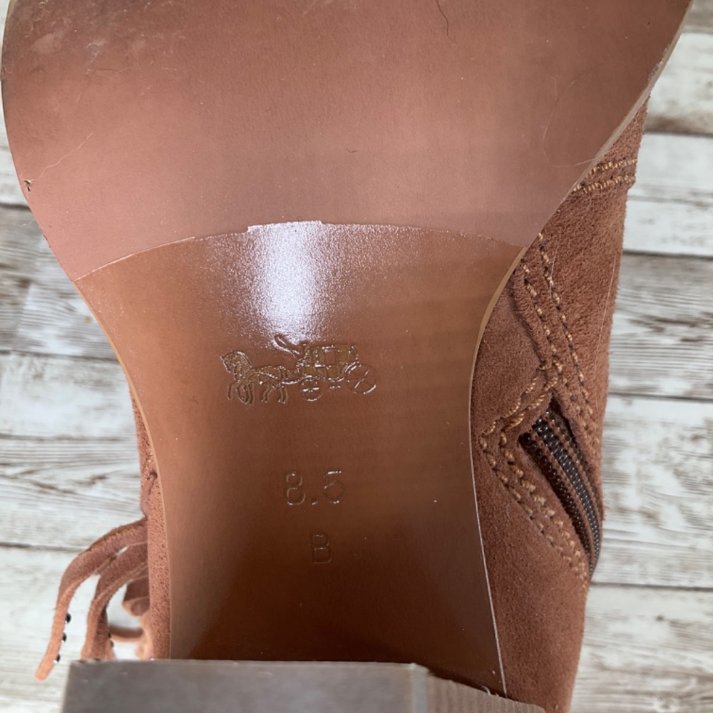 Coach Westyn Saddle Suede Fringe Western Boho short booties 8.5 - Picture 12 of 12